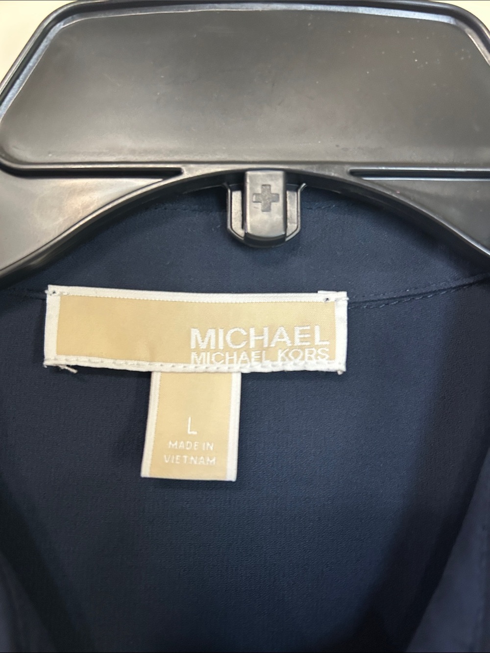 Michael Kors Navy Blue Zip-Pocket Blouse Size Large - Picture 2 of 7